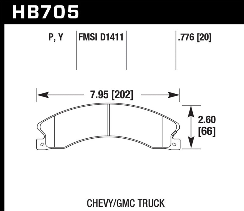 Hawk HB705P.776 Chevy/GMC Express/Silverado/Savana/Sierra 15/25/35/4500 SuperDuty Rear Street Brake Pads