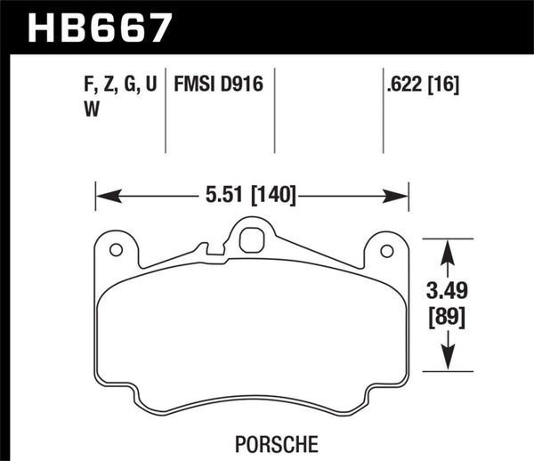 Hawk HB667W.622 02-08 Porsche 911 Carrera 4 Turbo Look/Carrera 4S/01-05 911 Turbo Front DTC-30 Race Brake Pads