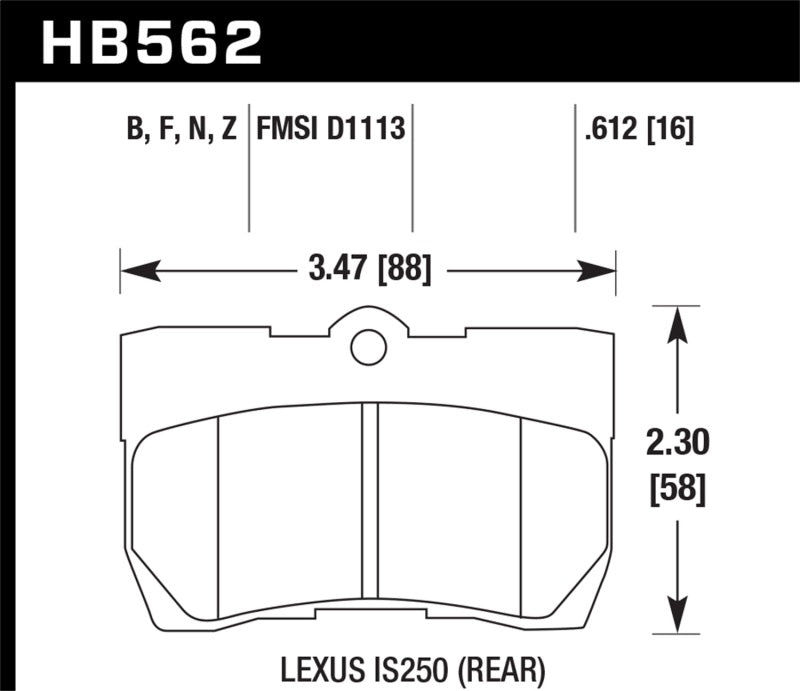 Hawk HB562F.612 Lexus 06-07 GS300/ 06-08 IS250 HPS Street Rear Brake Pads