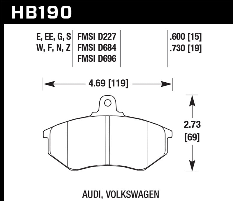 Hawk HB190E.730 Performance Reace Blue 9012 Brake Pads