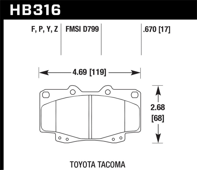 Hawk HB316F.670 HPS Street Brake Pads