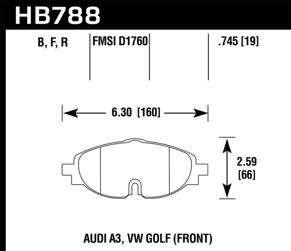 Hawk HB788F.745 15-17 VW Golf / Audi A3/A3 Quattro HPS Street Front Brake Pads