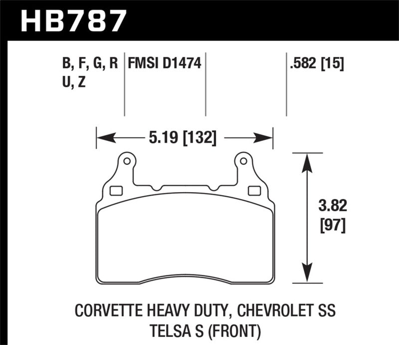 Hawk HB787F.582 14-17 Chevy Corvette / 10-15 Chevy Camaro 6.2L HPS Street Front Brake Pads