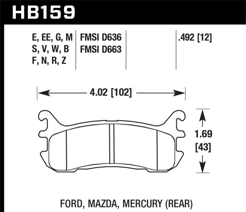 Hawk 97-02 Ford Escort/98-03 ZX2 / 94-97 & 99-05 Mazda Miata DTC-30 Race Plaquettes de frein arrière