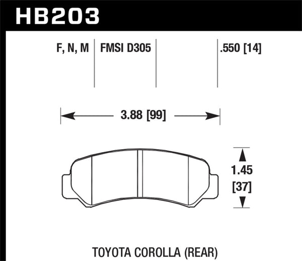 Hawk HB203N.550 HP+ Street Brake Pads