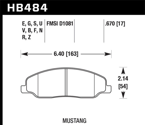 Hawk HB484D.670 2010 Ford Mustang 4.0L Base Front ER-1 Brake Pads