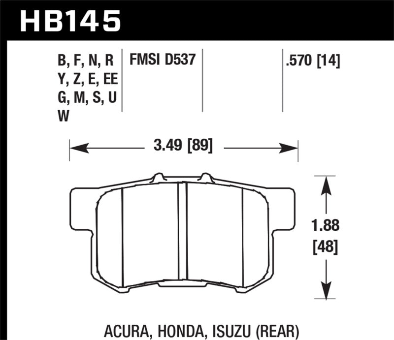 Hawk HB145F.570 06+ Civic Si HPS Street Rear  Brake Pads