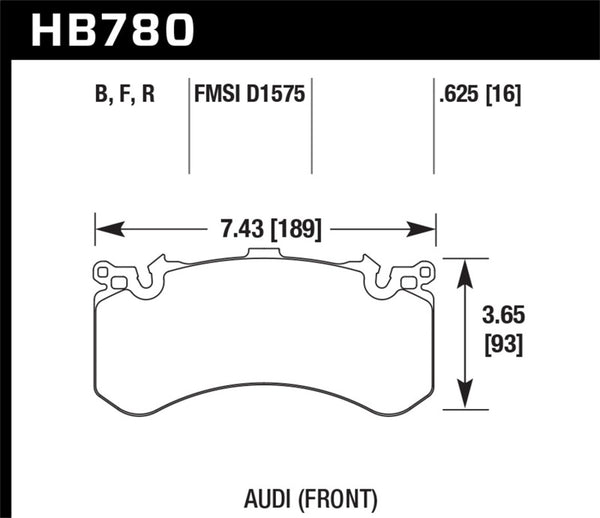 Hawk HB780F.625 2012 Audi A8 Quattro W12 HPS Street Front Brake Pads