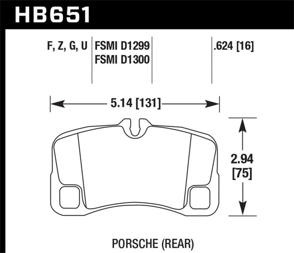 Hawk HB651D.624 09-11 Porsche 911 3.6L Carrera Exc.Ceramic Composite Brakes Rear ER-1 Brake Pads