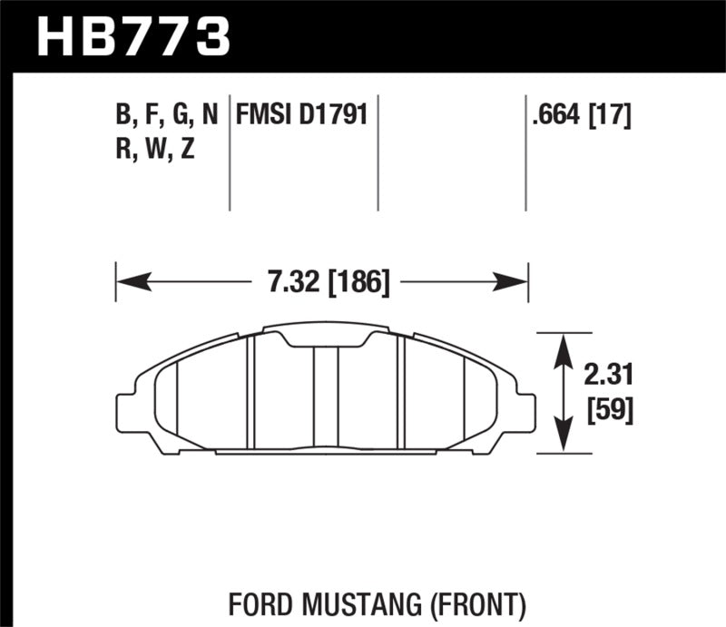 Hawk HB773G.664 15-17 Ford Mustang DTC-60 Front Brake Pads