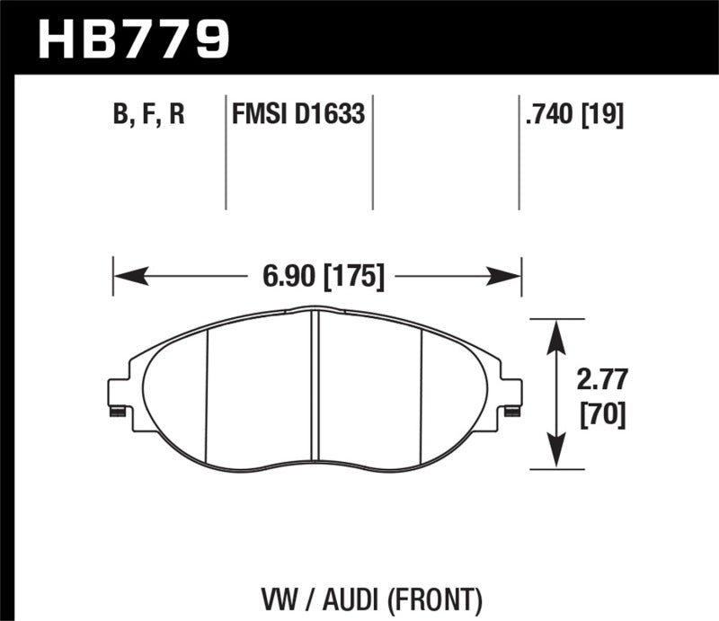 Hawk HB779U.740 2016 Audi S3 DTC-70 Front Brake Pads