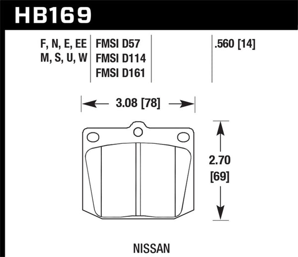 Hawk HB169D.560 1987 Mitsubishi Precis Front ER-1 Brake Pads