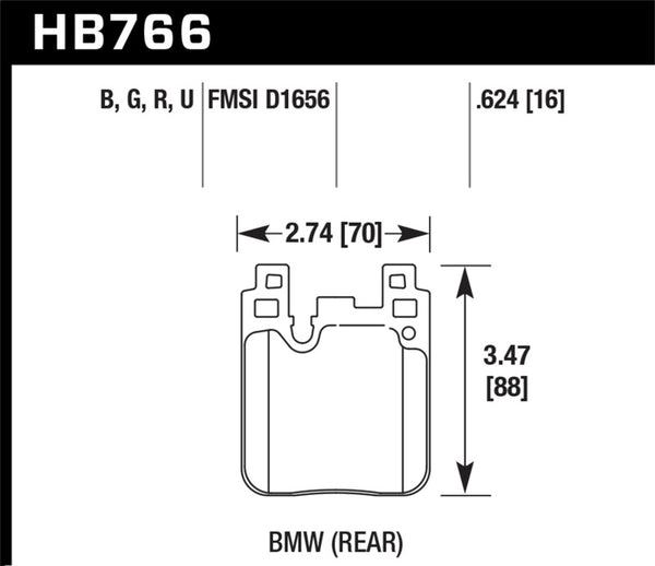 Hawk HB766B.624 12-16 BMW 328i HPS 5.0 Rear Brake Pads