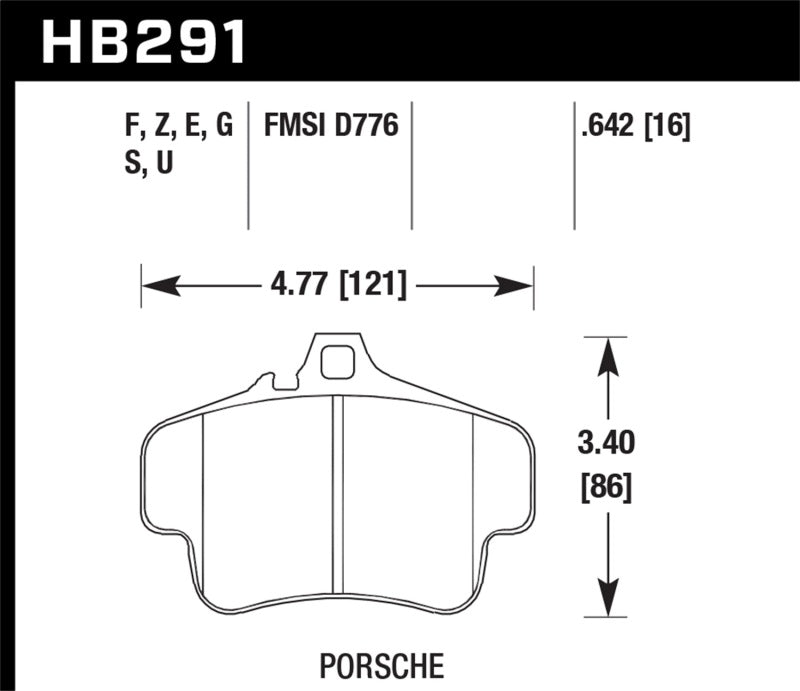 Hawk HB291U.642 98 Porsche 911 Targa Front / 03-05 911 GT2 / 04-05 911 GT3 Rear DTC-70 Race Brake Pads