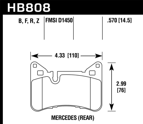 Hawk HB808F.570 10-15 Mercedes-Benz E63 AMG / 14-16 Mercedes-Benz E63 AMG S HPS Street Rear Brake Pads