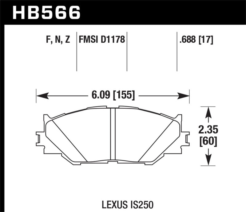 Hawk HB566F.688 06-08 Lexus IS250 HPS Street Front Brake Pads