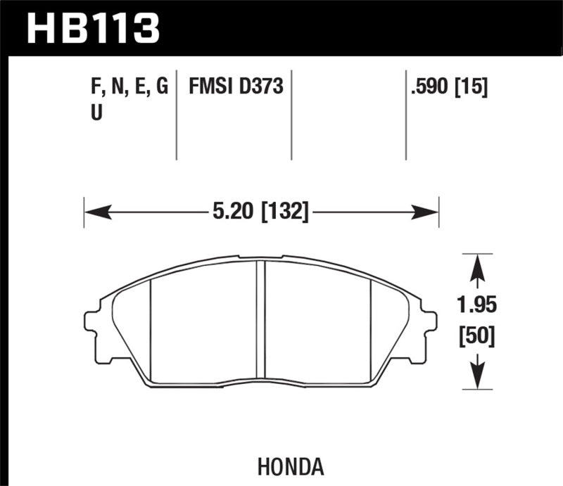 Hawk HB113U.590 88-91 Honda Civic RT 4WD DTC-70 Front Race Brake Pads