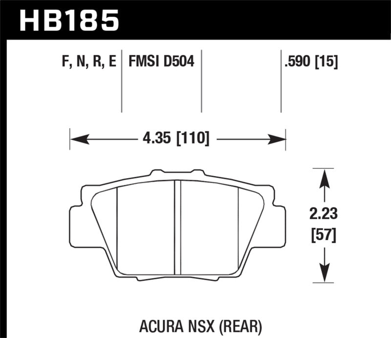 Hawk HB185E.590 91-05 Acura NSX Blue 9012 Race Rear Brake Pads