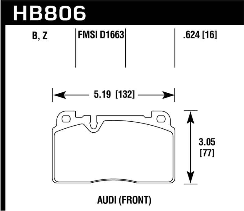 Hawk HB806B.624 16-17 Audi A6 HPS 5.0 Front Brake Pads