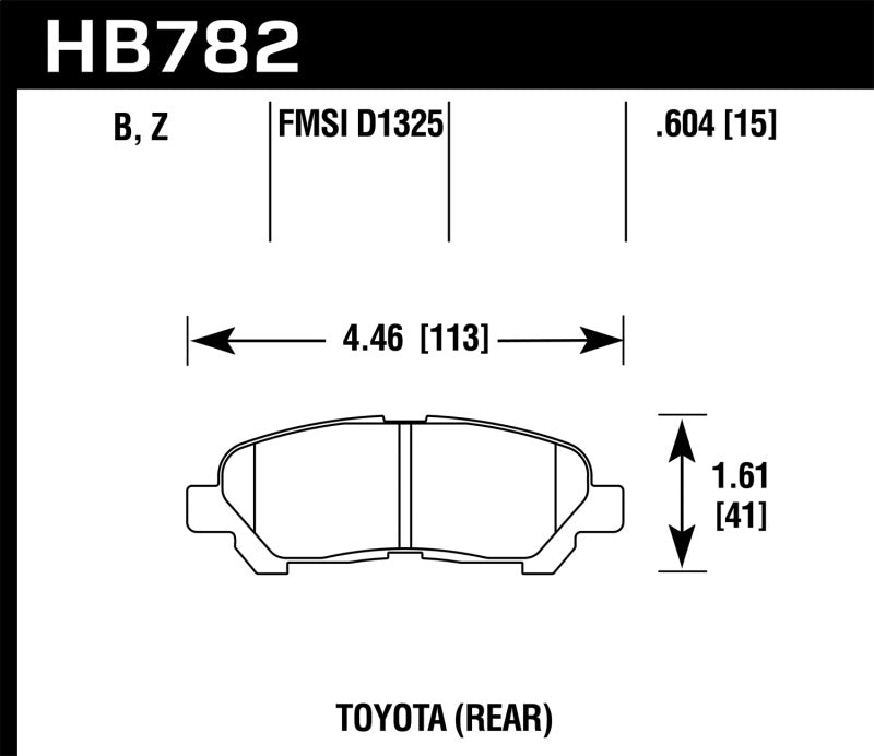 Hawk HB782B.604 08-13 Toyota Highlander High Performance Street 5.0 Rear Brake Pads