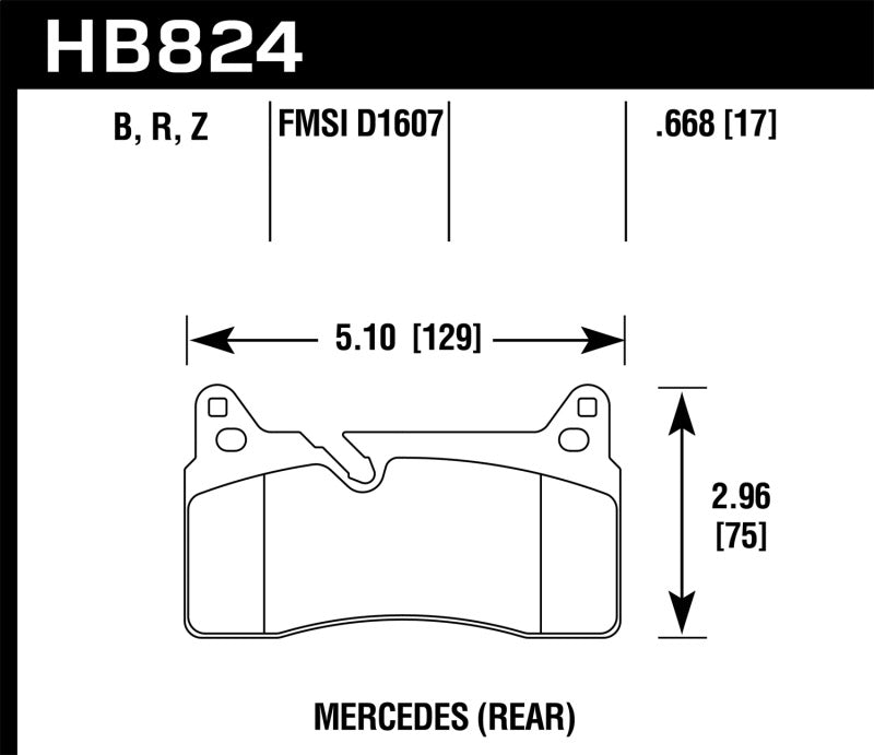 Hawk HB824B.668 11-15 Mercedes-Benz SLS AMG HPS 5.0 Rear Brake Pads