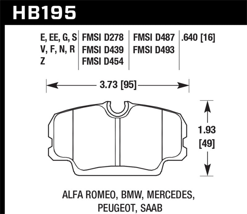 Hawk HB195E.640 84-4/91 BMW 325 (E30) Blue 9012  Race Front Brake Pads