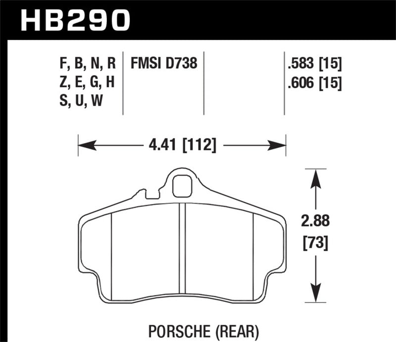 Hawk HB290N.606 HP+ Porsche Rear Brake Pads