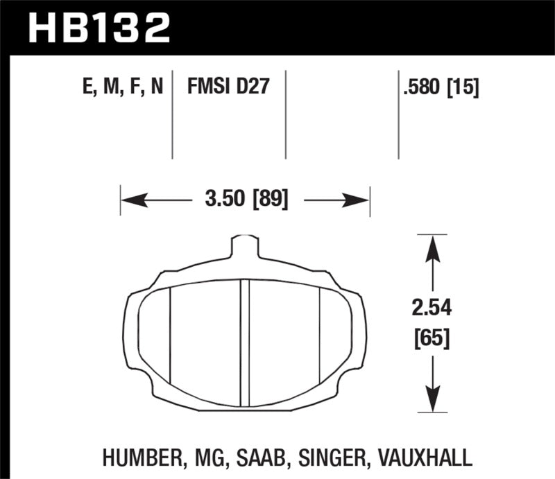 Hawk HB132E.580 67-80 MGB / 67-74 MGB GT Blue 9012 Race Front Brake Pads