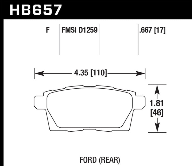 Hawk HB657F.667 07-10 Ford Edge / Lincoln MKX / Mazda CX-7/CX-9 HPS Street Rear Brake Pads