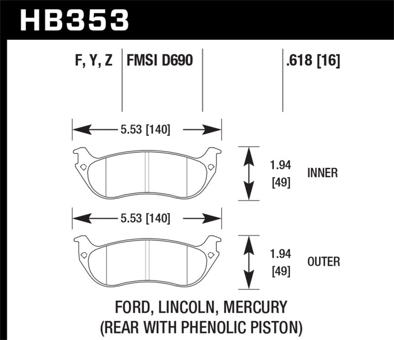 Hawk HB353F.618 HPS Street Brake Pads