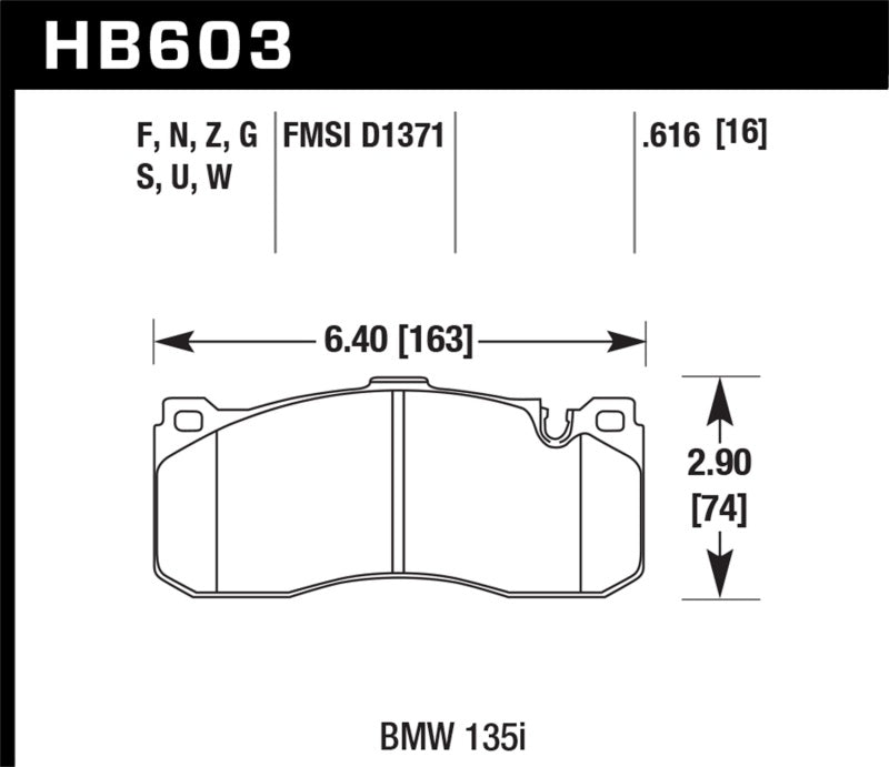 Hawk HB603F.616 BMW 135i HPS Street Front Brake Pads