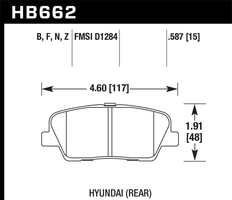 Hawk HB662B.587 10-16 Hyundai Genesis Coupe HPS 5.0 Rear Brake Pads