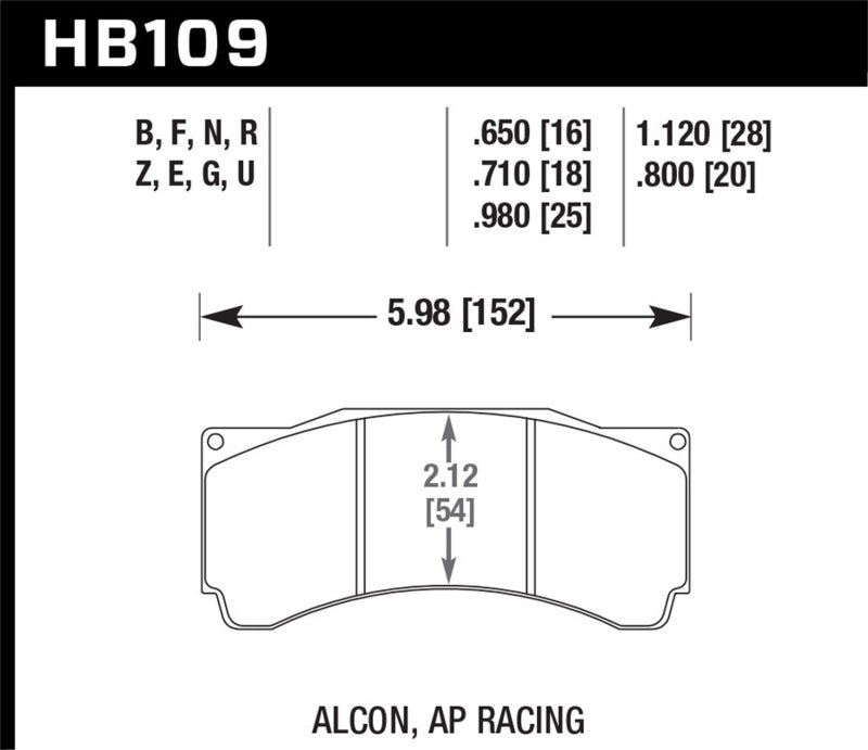 Hawk HB109D.710 Performance Alcon/AP Racing ER-1 Motorsport Brake Pads