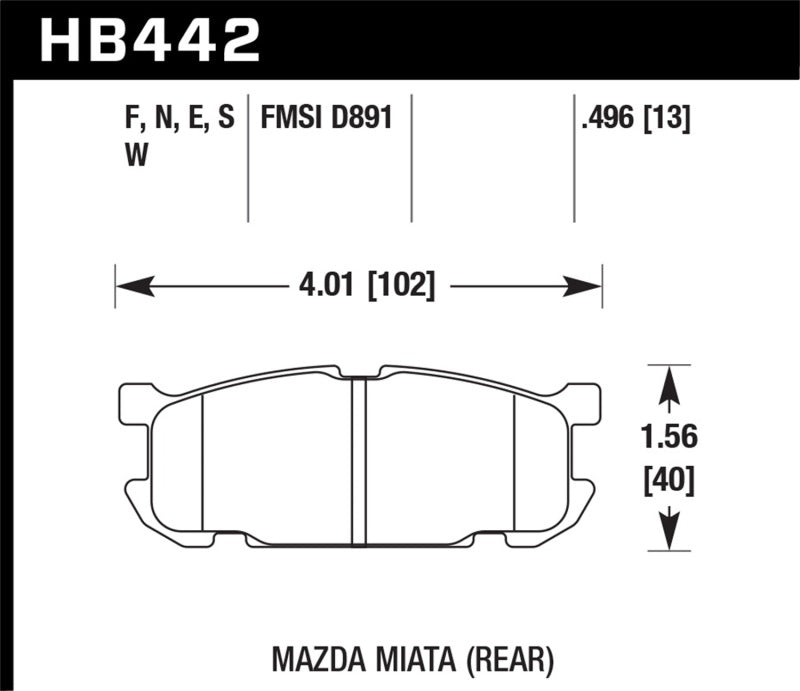 Hawk HB442W.496 01-02 Miata DTC-30 Street Rear Brake Pads