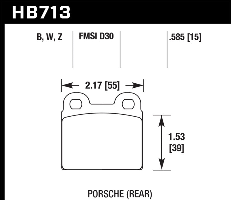 Hawk HB713W.585 65-69 Porsche 911/912 DTC-30 Race Rear Brake Pads